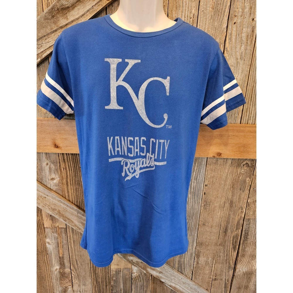 Kansas city royals KC size medium women's fan t shirt blue ^